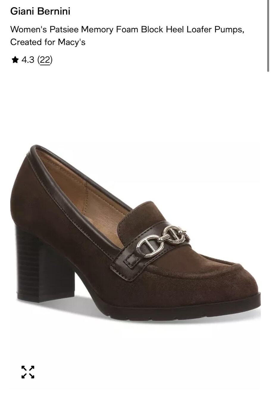Giani Bernini Patsiee Shoes Women's Size 6.5M Brown Loafer Block Heel Pumps
